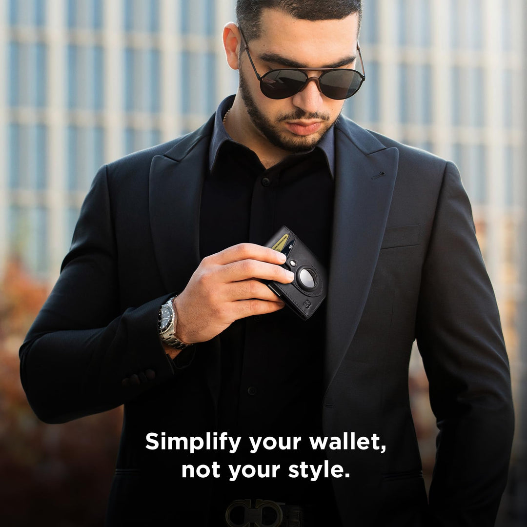 محفظة بمشبك نقود من SERMAN BRANDS - محفظة رجالية نحيفة للجيب الأمامي، حامل بطاقات بحماية RFID، محفظة ثنائية الطي صغيرة ومبسطة