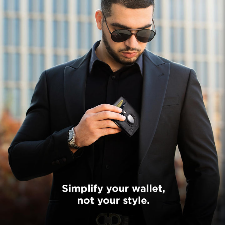 محفظة بمشبك نقود من SERMAN BRANDS - محفظة رجالية نحيفة للجيب الأمامي، حامل بطاقات بحماية RFID، محفظة ثنائية الطي صغيرة ومبسطة