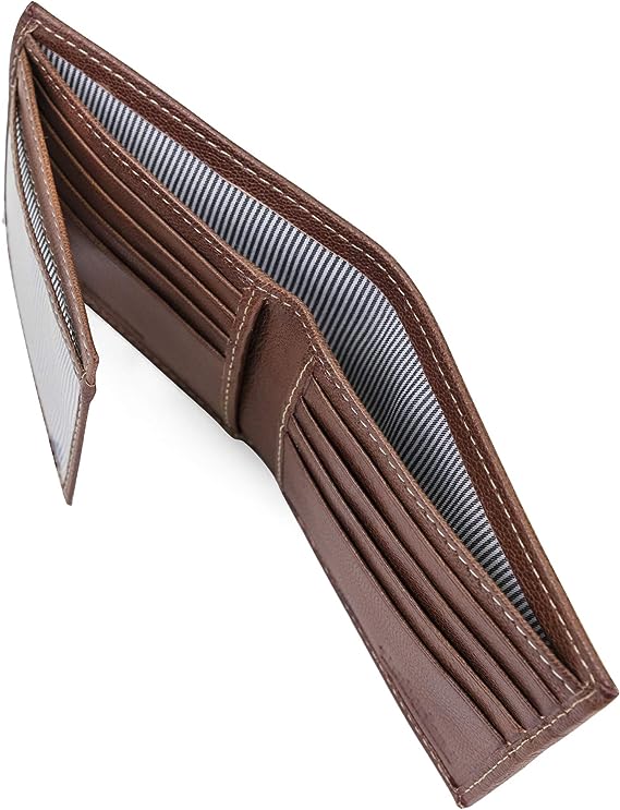 Timberland D11387/35 Men's Leather Passcase Trifold Wallet Hybrid - Brown Cognac (Hundson) - 3alababak