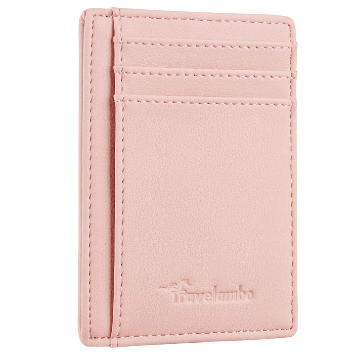Travelambo Front Pocket Minimalist Leather Slim Wallet RFID Blocking Medium Size