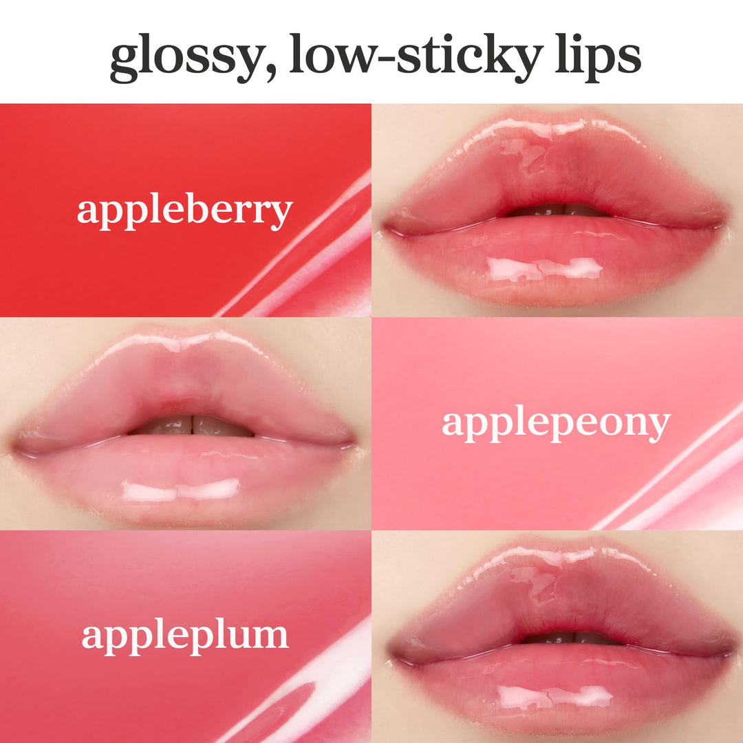 NOONI Korean Lip Oil - Applemint | Long-Lasting, Moisturizing, Plumping, Revitalizing for Dry Lips, Waterproof, No Peel Off, Hydrating, Nourishing Crystal Clear Lip Stain, 0.12 FL Oz