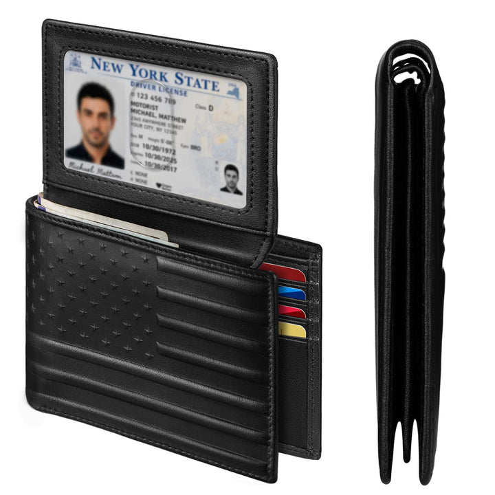 RUNBOX Wallet for Men Leather RFID Blocking Bifold Front Pocket Wallet Genuine Leather,Slim,12 Card Slots,2 ID Windows,2 Money Pockets, Gift for Men,Compact Travel Business Passport
