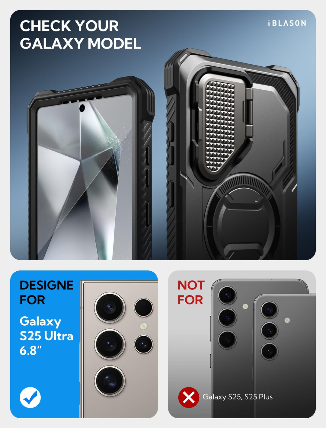 i-Blason Armorbox for Samsung Galaxy S25 Case MagSafe with Camera Cover Stand [Military Protection] Full-Body Heavy Duty Magnetic Phone Case with Screen Protector for S25
