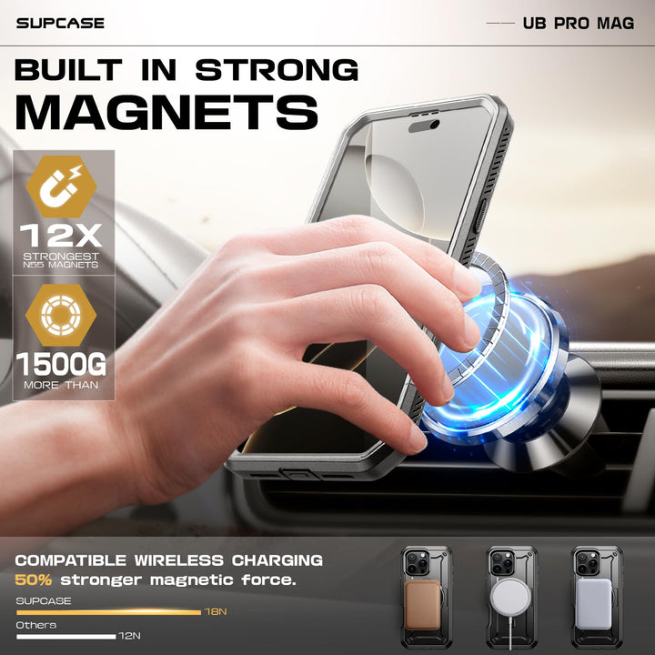 SUPCASE for iPhone 16 Pro Max Case with Stand (UBPro Mag), [Support MagSafe] [Built-in Screen Protector & Belt Clip] [Military-Grade Protection] Magnetic Phone Case for iPhone 16 Pro Max 6.9''
