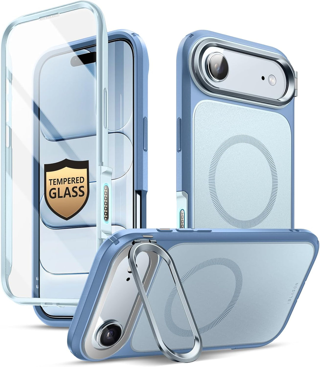 i-Blason for iPhone Air Case MagSafe with Stand [9H Tempered Glass Screen Protector] [Camera Control Button] Military-Grade Protection Full-Body Heavy Duty Magnetic Case for iPhone 17 Air 6.5''