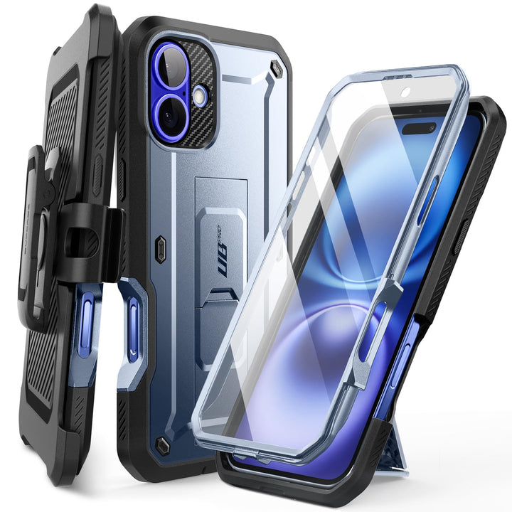 SUPCASE for iPhone 16 Case with Screen Protector (Unicorn Beetle Pro), [Built-in Stand & Belt-Clip] [Military-Grade Protection] Full Body Heavy Duty Phone Case for iPhone 16 6.1'' 2024