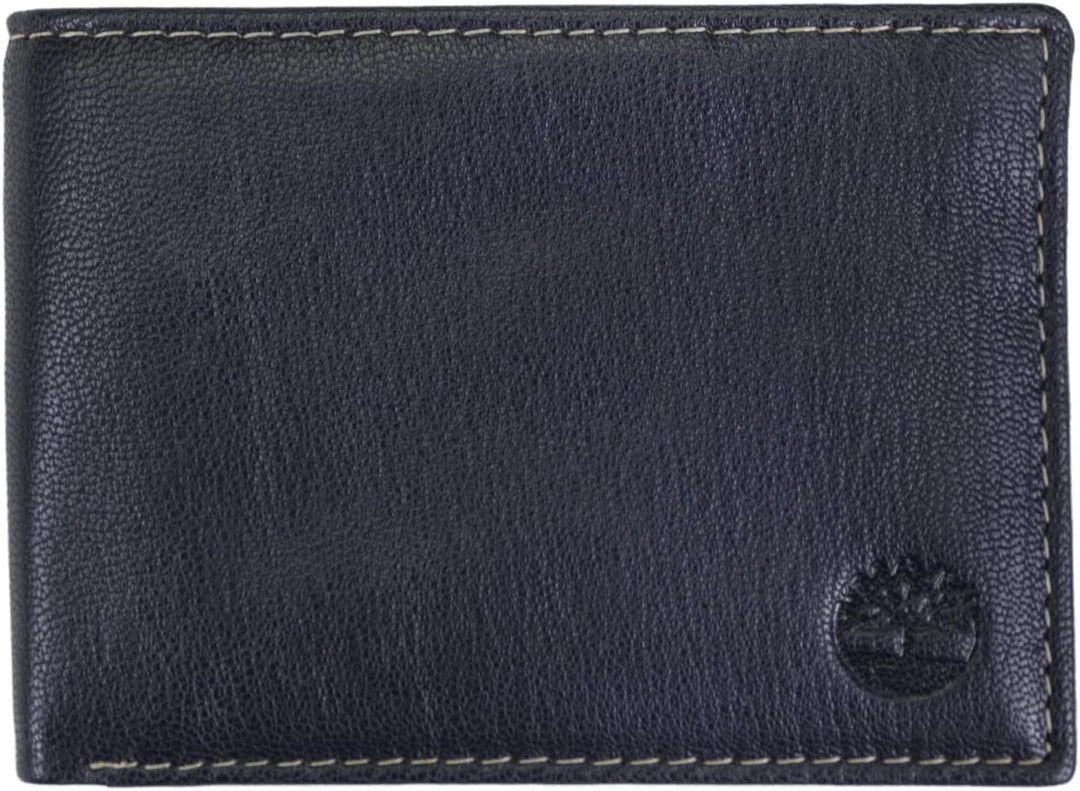 Timberland D97017/23A Men's Leather Passcase Security RFID Wallet, Navy Blue