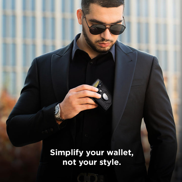 محفظة بمشبك نقود من SERMAN BRANDS - محفظة رجالية نحيفة للجيب الأمامي، حامل بطاقات بحماية RFID، محفظة ثنائية الطي صغيرة ومبسطة