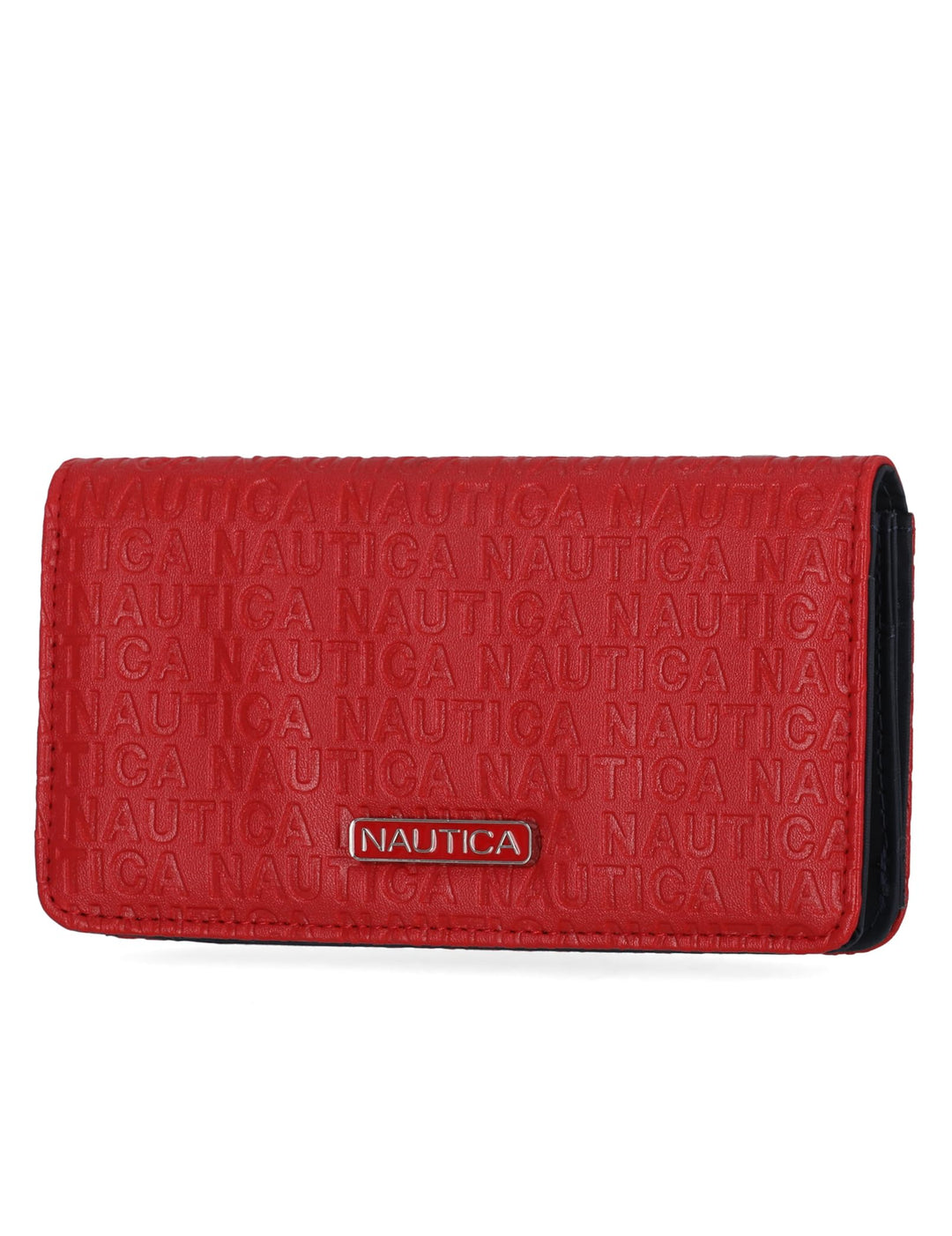 Red wallet with Nautica branding on a white background
