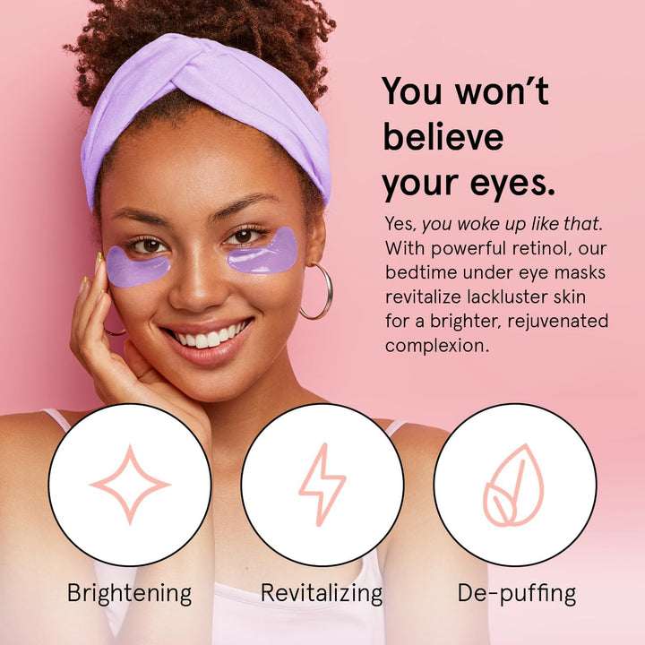 grace &amp; stella Retinol Under Eye Patches for Puffy Eyes &amp; Dark Circles - Restoring Gel Under Eye Masks with Hyaluronic Acid - Birthday Gifts for Women, Bachelorette Party Favors (Purple, 24 Pairs)