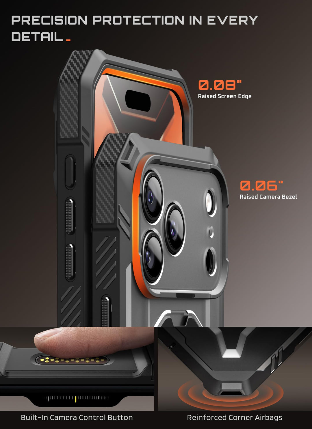 جراب SUPCASE لهاتف iPhone 18 Pro / iPhone 17 Pro، حماية فائقة مع واقي شاشة زجاجي، زر التحكم بالكاميرا، حامل مغناطيسي، متوافق مع MagSafe، جراب حماية كامل للجسم Unicorn Beetle Grip Pro