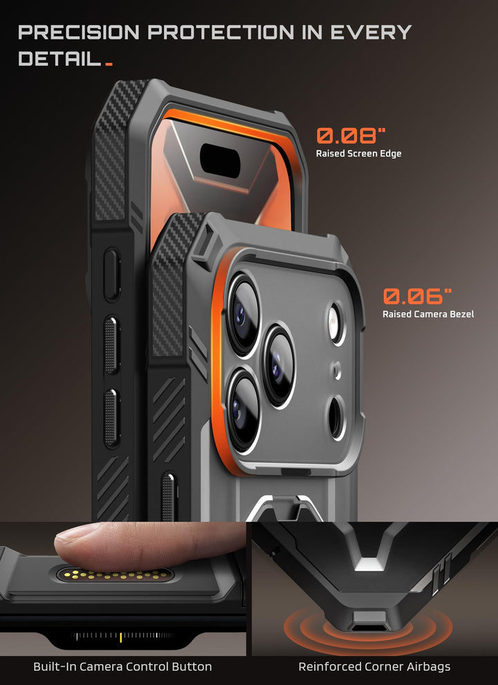 جراب SUPCASE لهاتف iPhone 18 Pro / iPhone 17 Pro، حماية فائقة مع واقي شاشة زجاجي، زر التحكم بالكاميرا، حامل مغناطيسي، متوافق مع MagSafe، جراب حماية كامل للجسم Unicorn Beetle Grip Pro