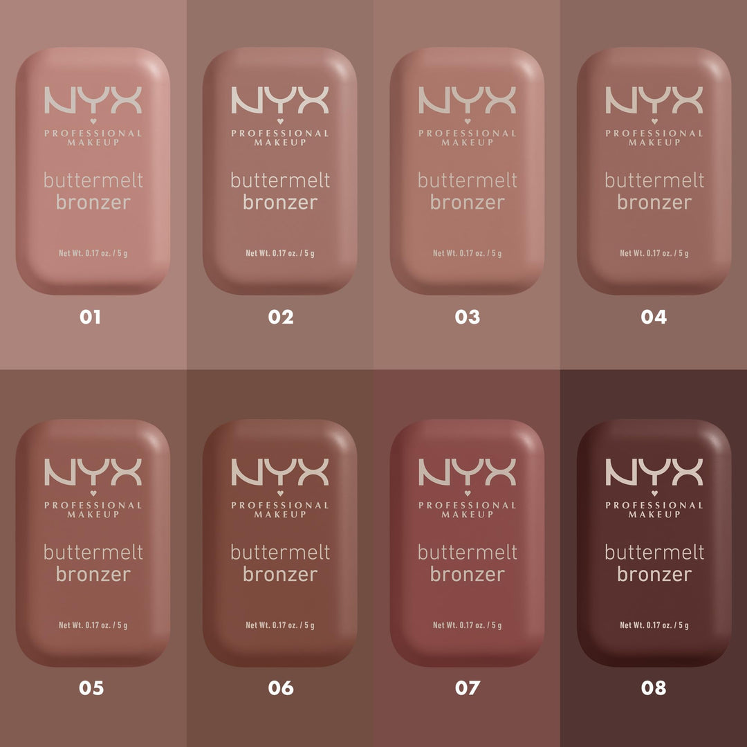 NYX PROFESSIONAL MAKEUP Matte Buttermelt Bronzer, Longwear Face Makeup with Up to 12 Hours of Wear, Vegan Formula 0.17 Ounce