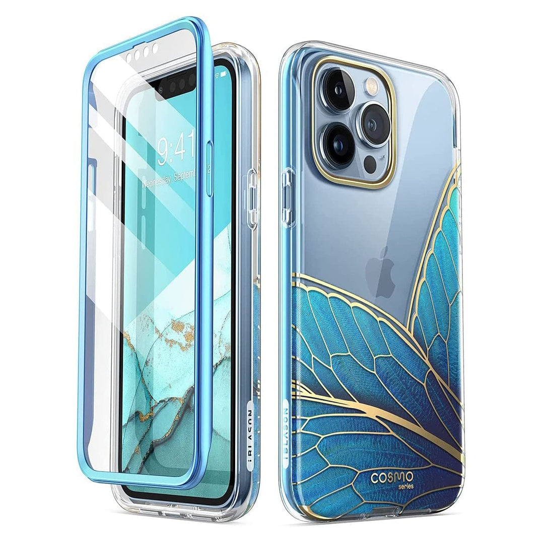 i-Blason Cosmo for iPhone 13 Pro Max Case [Built-in Screen Protector] [Military-Grade Protection] Slim Full-Body Stylish Protective Shockproof Phone Case for iPhone 13 Pro Max (Butterfly)