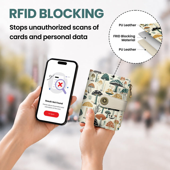محفظة ألونيد الصغيرة للنساء، محفظة بطاقات ثنائية الطي لطيفة ومحمية من تقنية RFID، تحتوي على 10 فتحات للبطاقات، ومقصورة للنقود، وجيب بسحاب للعملات المعدنية، ونافذة للهوية، بحجم مدمج ومصنوعة من جلد نباتي ناعم