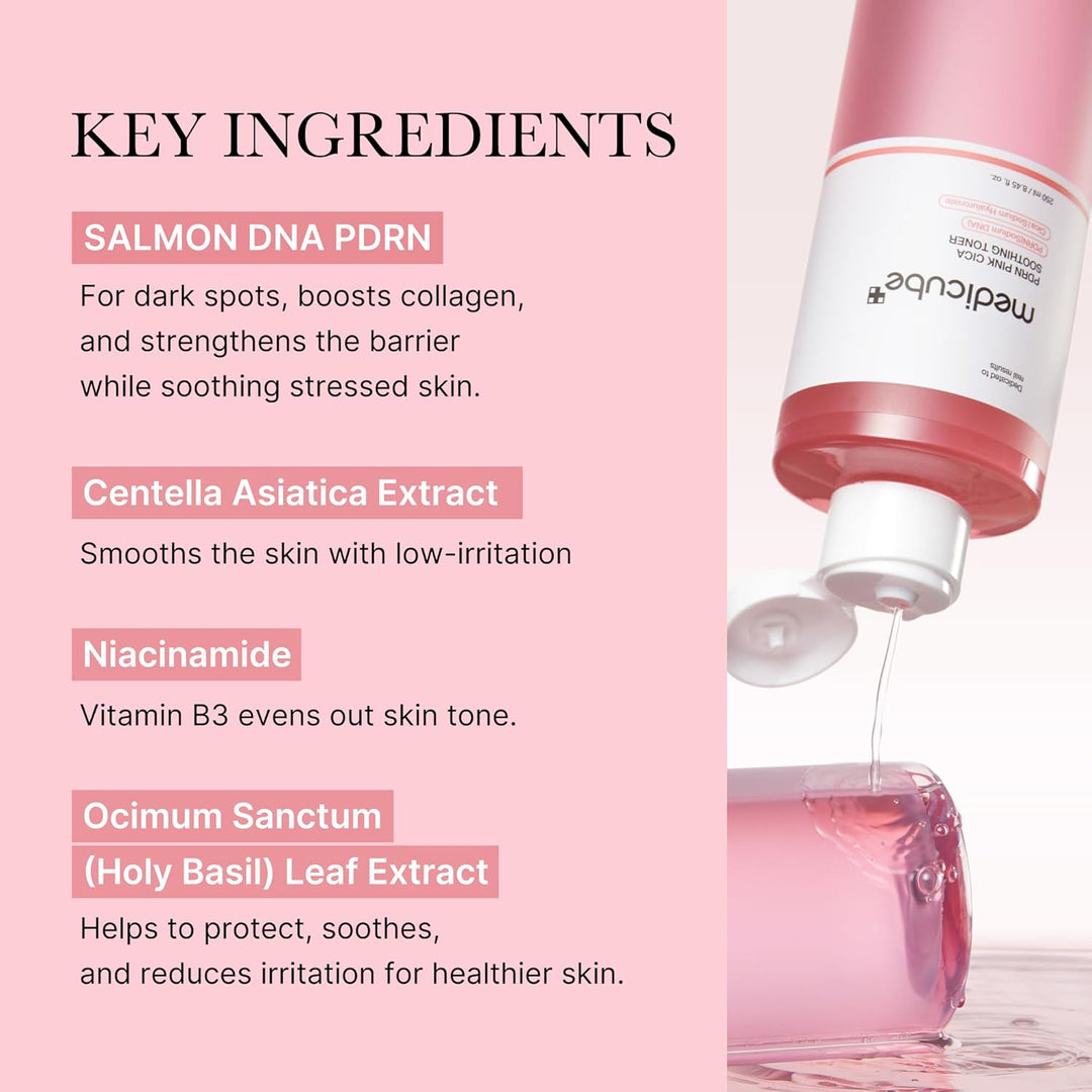 medicube PDRN Toner Salmon DNA PDRN CICA Soothing Toner | Lightweight &amp; Watery for Skin Boosting, Soothing and Calming | Uneven Skin Tone Care with Peptide &amp; Niacinamide | Korean Skincare, 8.45 fl.oz