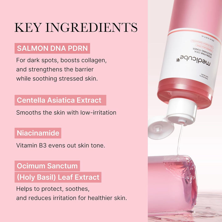 medicube PDRN Toner Salmon DNA PDRN CICA Soothing Toner | Lightweight &amp; Watery for Skin Boosting, Soothing and Calming | Uneven Skin Tone Care with Peptide &amp; Niacinamide | Korean Skincare, 8.45 fl.oz