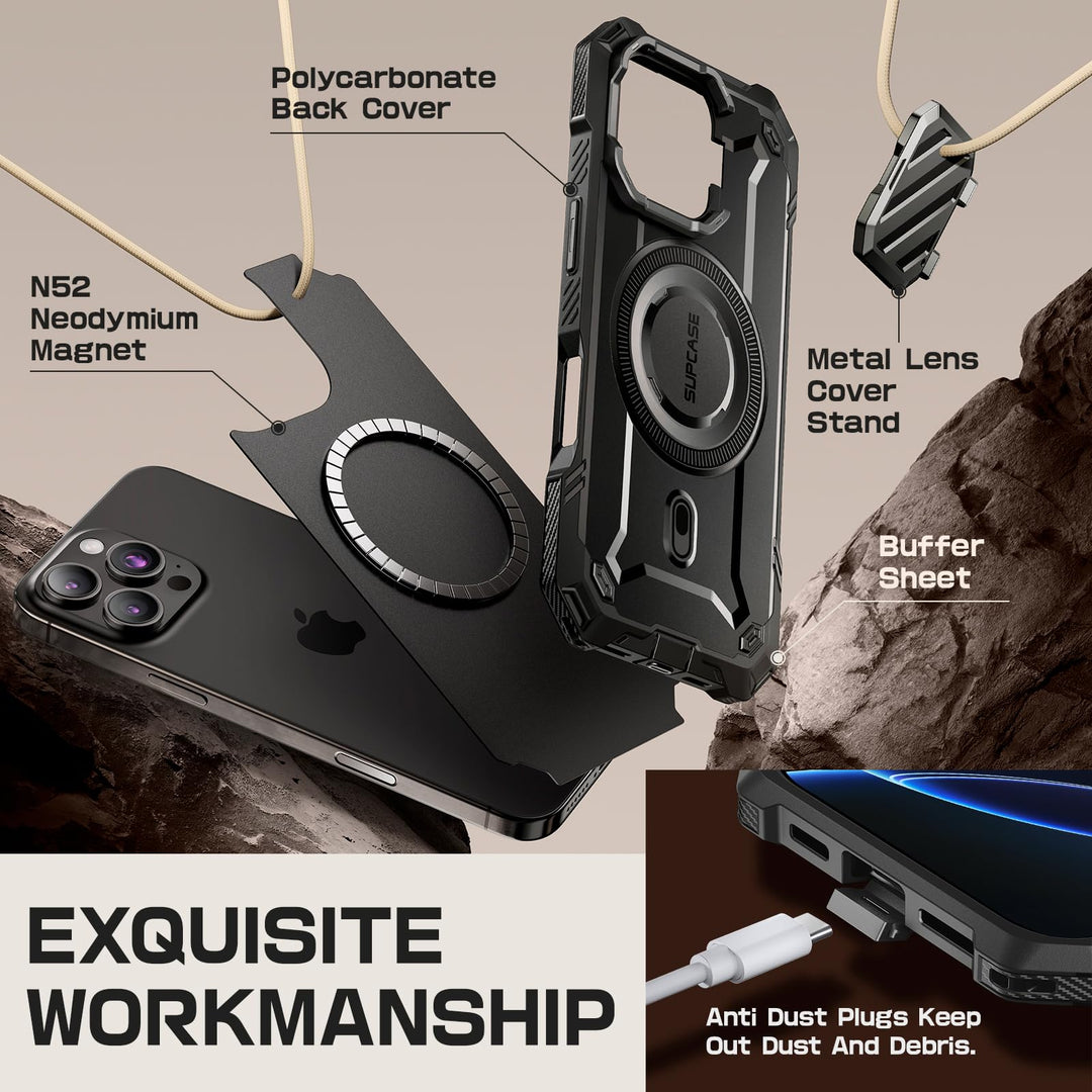 SUPCASE for iPhone 16 Pro Case 6.3'' 2024 with Camera Control Capture Button (UBMag XT), [Compatible with MagSafe] [Camera Cover Stand] [Military-Grade Protection] Rugged Magnetic Phone Case