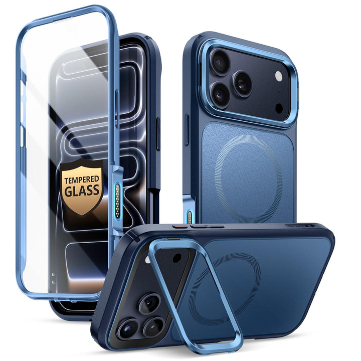 i-Blason Ares for iPhone 17 Pro Max Case with Stand [9H Tempered Glass Screen Protector][MagSafe Compatible] [Camera Control Button] Military-Grade Protection Full-Body Heavy Duty Magnetic Case