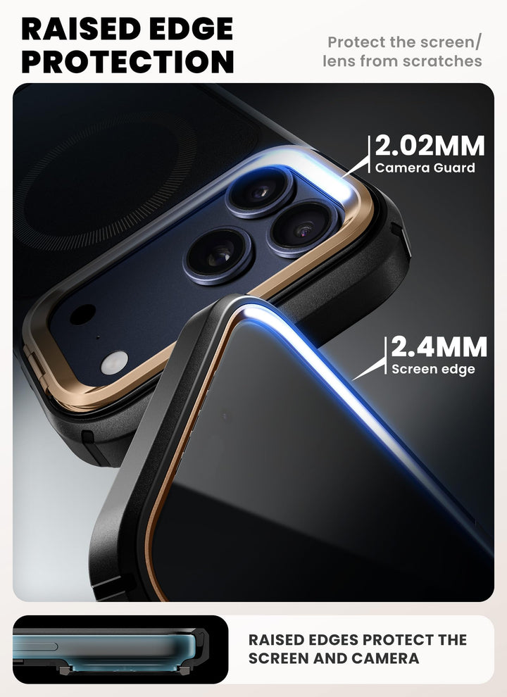i-Blason Ares for iPhone 17 Pro Max Case with Stand [9H Tempered Glass Screen Protector][MagSafe Compatible] [Camera Control Button] Military-Grade Protection Full-Body Heavy Duty Magnetic Case