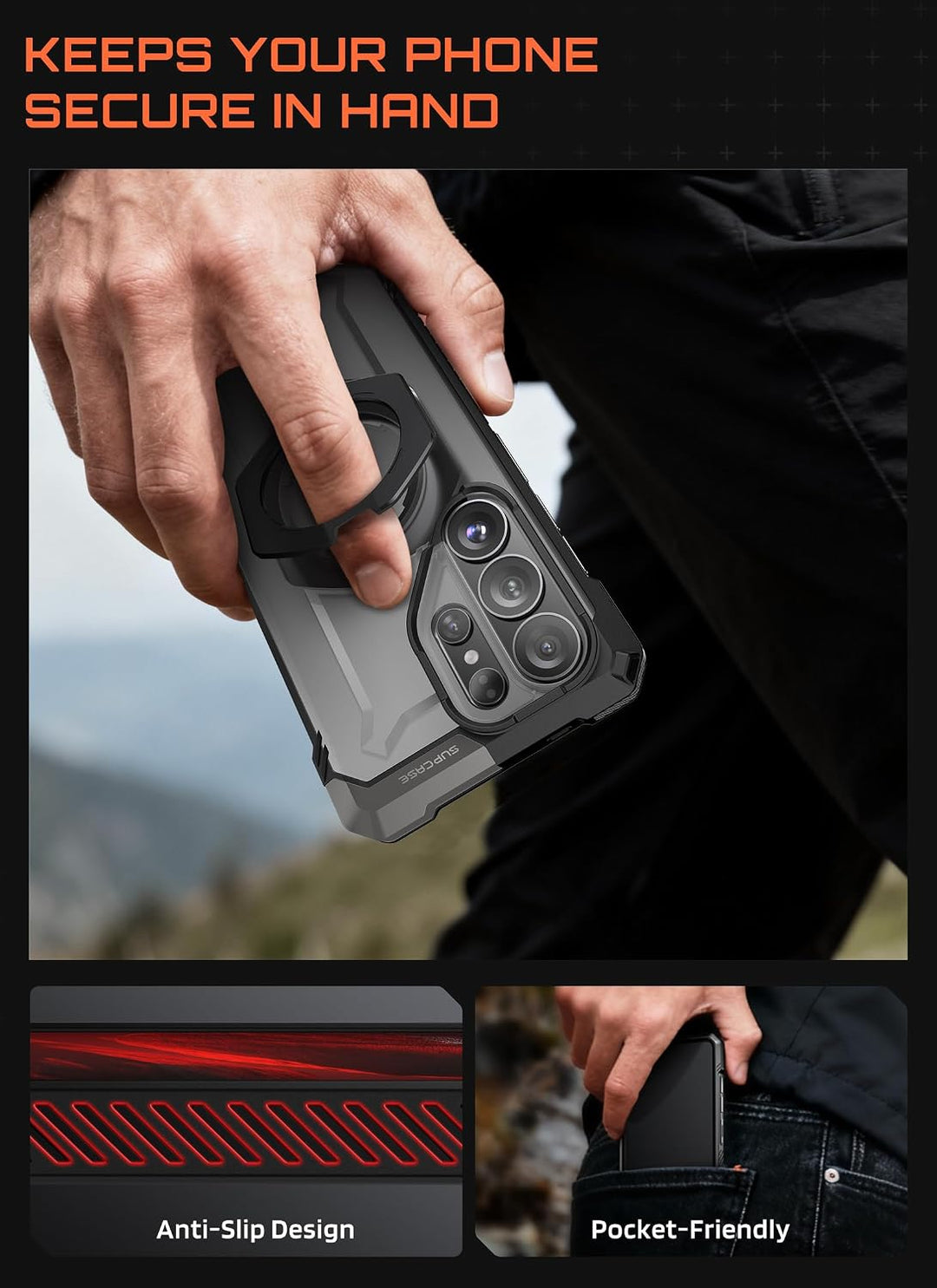 غطاء SUPCASE لهاتف Samsung Galaxy S26 Ultra مع حامل مدمج، ولوحة خلفية شفافة من البولي كربونات، ومغناطيس قوي، ومتوافق مع MagSafe، وحماية فائقة المتانة، ومقاوم للانزلاق، بتصميم Unicorn Beetle Grip