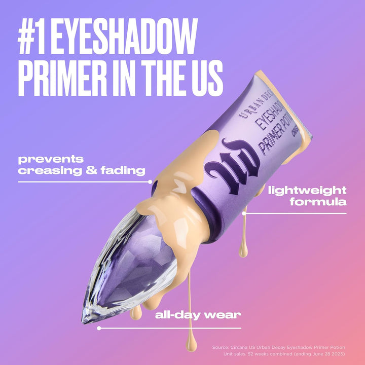 Urban Decay Eyeshadow Primer Potion - Nude Eyelid Base Primer, for Smooth &amp; Crease-Resistant Eye Makeup, Waterproof &amp; Long-Lasting, Translucent Shade, Universal for All Skin Tones, More Vibrant Color