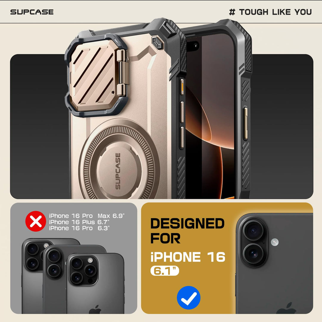 SUPCASE for iPhone 16 Pro Case 6.3'' 2024 with Camera Control Capture Button (UBMag XT), [Compatible with MagSafe] [Camera Cover Stand] [Military-Grade Protection] Rugged Magnetic Phone Case