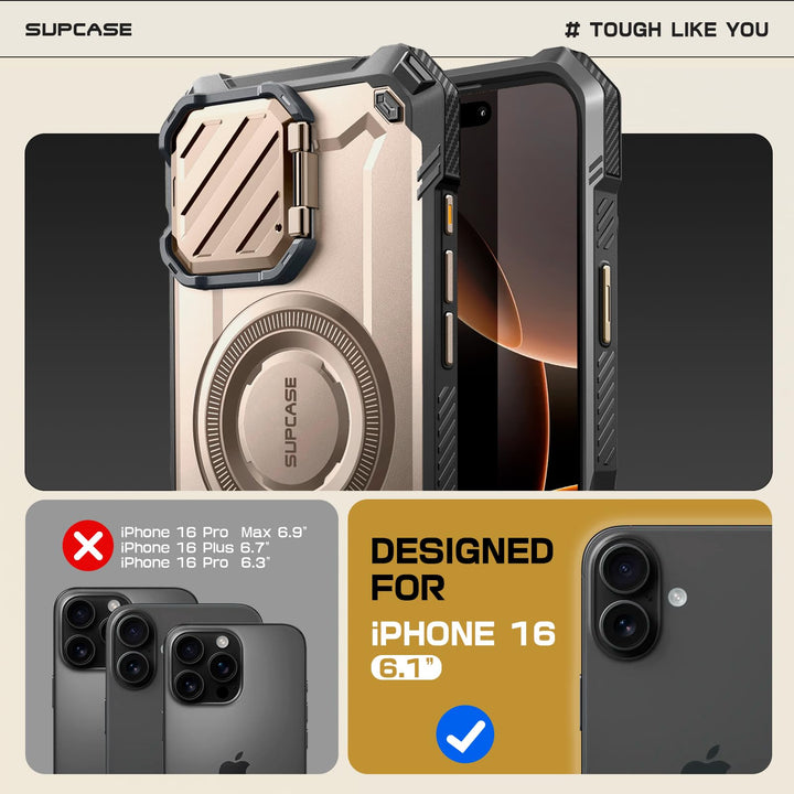 SUPCASE for iPhone 16 Pro Case 6.3'' 2024 with Camera Control Capture Button (UBMag XT), [Compatible with MagSafe] [Camera Cover Stand] [Military-Grade Protection] Rugged Magnetic Phone Case