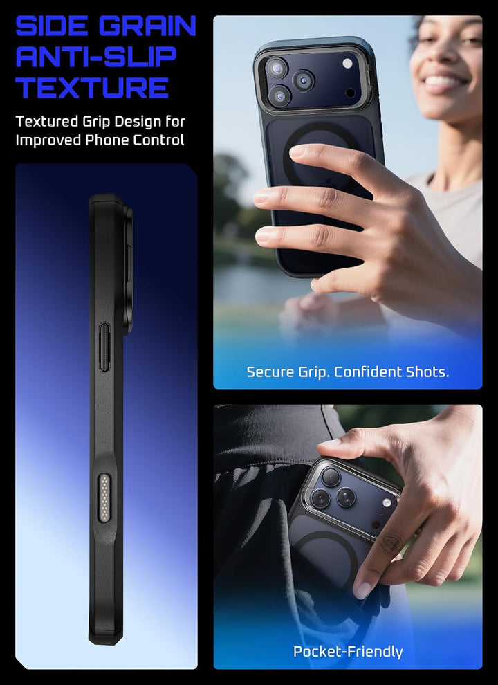 جراب SUPCASE لهاتف iPhone 18 Pro Max / 17 Pro Max مع مسند، زر تحكم بالكاميرا، متوافق مع MagSafe، حماية بمعايير عسكرية، ظهر شبه شفاف نحيف، إصدار Unicorn Beetle Mag