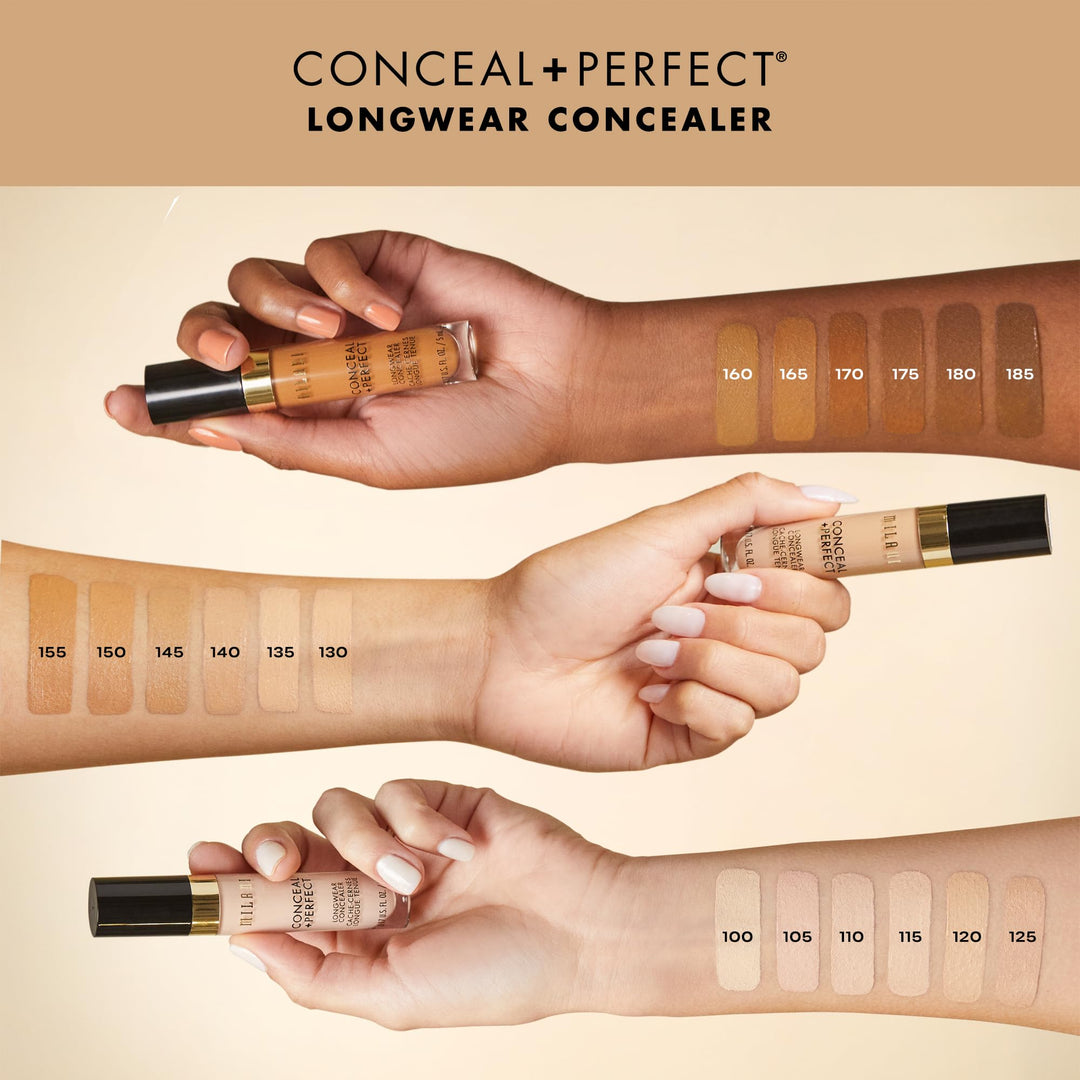 Milani Conceal + Perfect Longwear Concealer Full Coverage Infused with Hyaluronic Acid &amp; Vitamin E, Cover Dark Circles, Blemishes &amp; Skin Imperfections for Long-Lasting Wear
