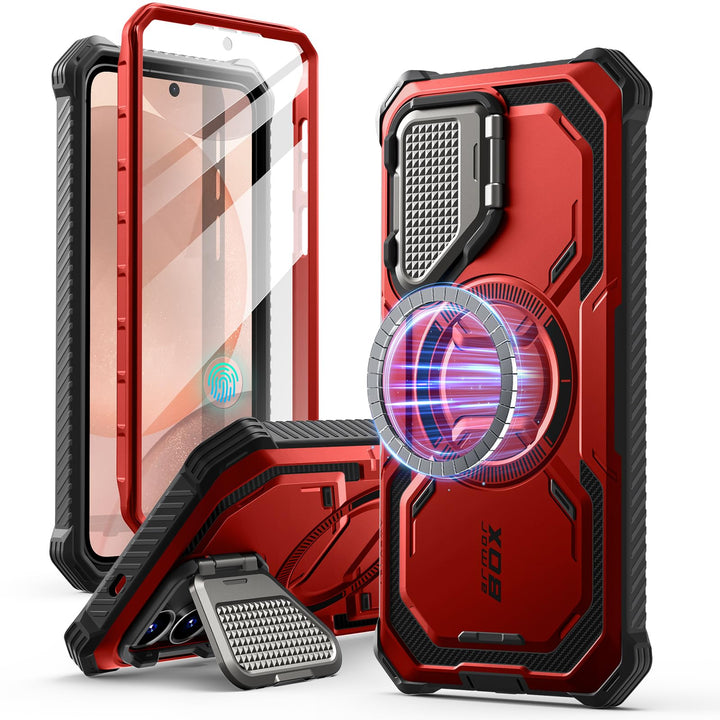 i-Blason Armorbox for Samsung Galaxy S25 Case MagSafe with Camera Cover Stand [Military Protection] Full-Body Heavy Duty Magnetic Phone Case with Screen Protector for S25