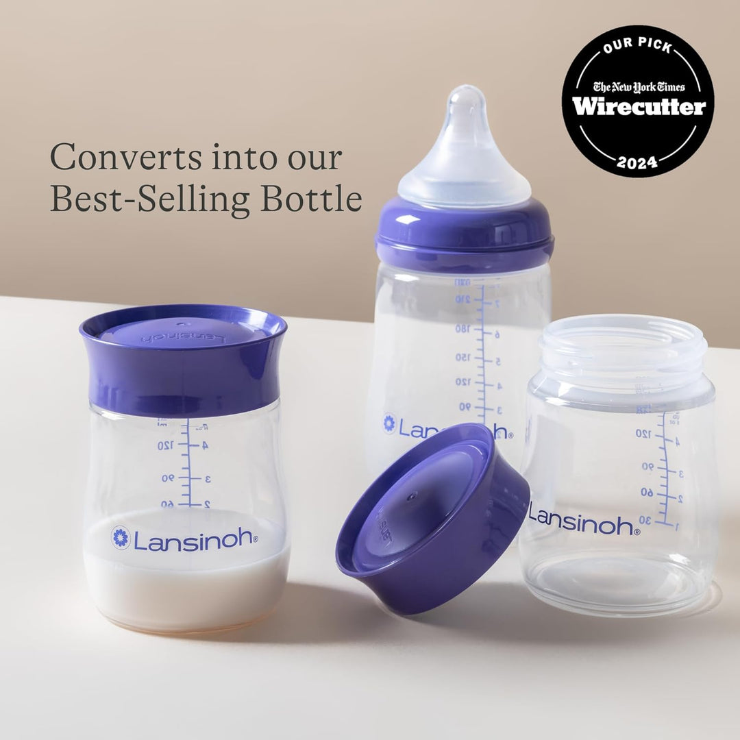 Lansinoh Breastmilk Storage Bottles | 4-Pack 5oz BPA &amp; BPS-Free | Pump-to-Storage Feeding Bottles | Compatible with Lansinoh Breast Pumps and Nipples