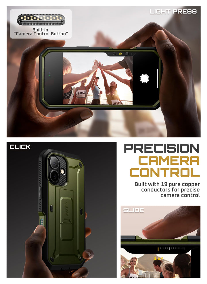SUPCASE for iPhone Case, Belt Clip, Military-Grade Protection, Built-in Kickstand &amp; Screen Protector, Camera Control, Heavy-Duty Phone Case, Unicorn Beetle Pro