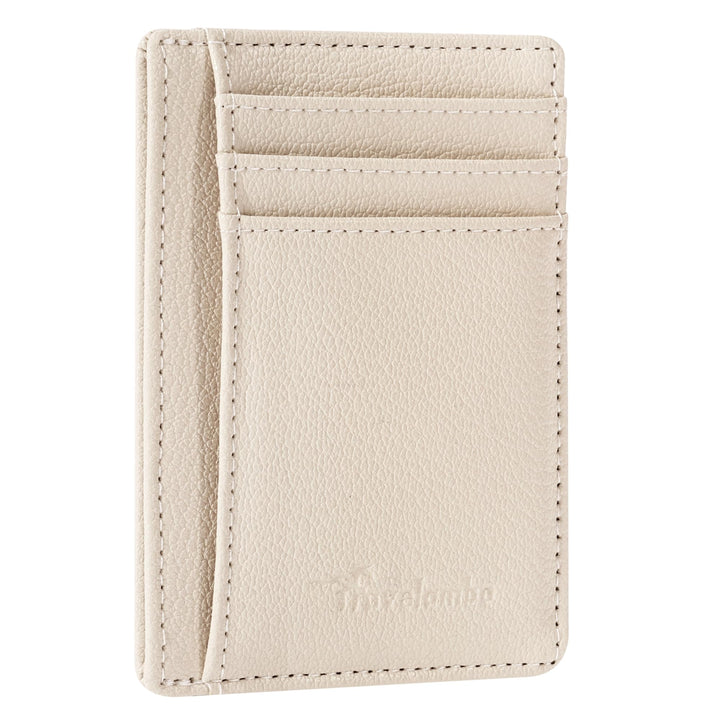 Travelambo Front Pocket Minimalist Leather Slim Wallet RFID Blocking Medium Size