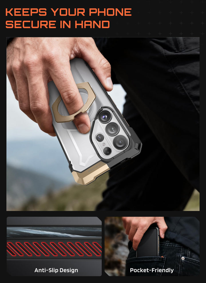 غطاء SUPCASE لهاتف Samsung Galaxy S26 Ultra مع حامل مدمج، ولوحة خلفية شفافة من البولي كربونات، ومغناطيس قوي، ومتوافق مع MagSafe، وحماية فائقة المتانة، ومقاوم للانزلاق، بتصميم Unicorn Beetle Grip