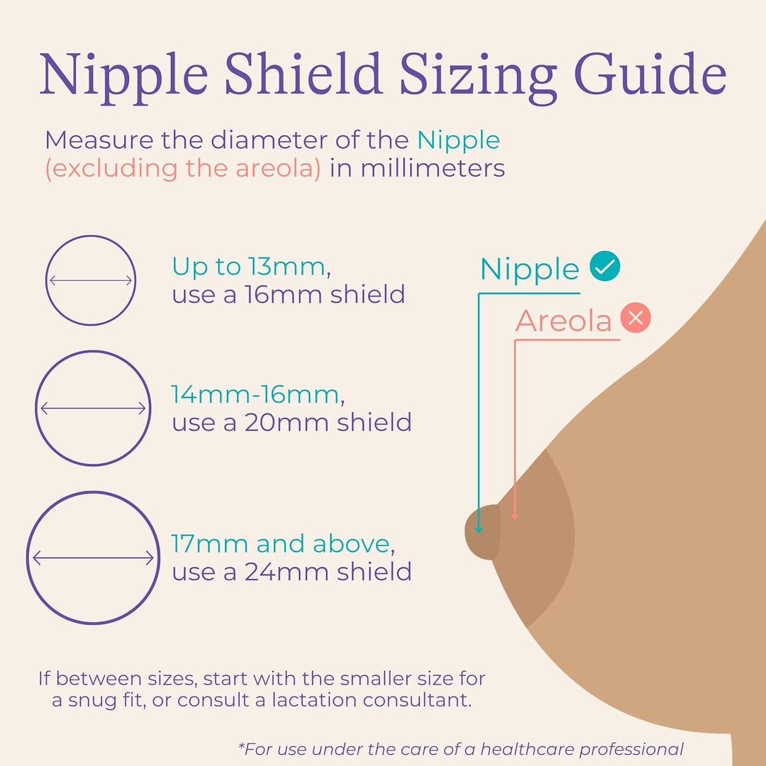 Lansinoh Contact Nipple Shields for Nursing Mothers, Ultra-Thin Soft & Flexible Medical-Grade Silicone Shields for Sensitive Nipples and Latch-On Support, (1 inch or 24mm), with Case, 2 Count