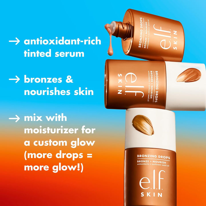 e.l.f. SKIN Bronzing Drops, Liquid Bronzer For Face & Skin, Creates A Sun-Kissed Glow, Infused With Vitamin E, Vegan & Cruelty-Free.