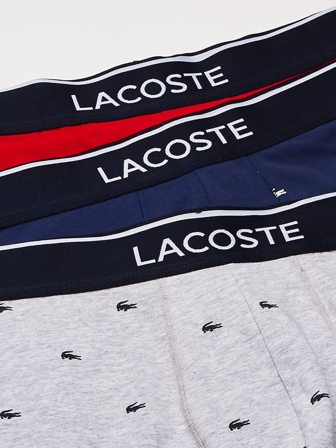 Lacoste mens Cotton Stretch Mini Croc Print Boxer Briefs, 3-pack