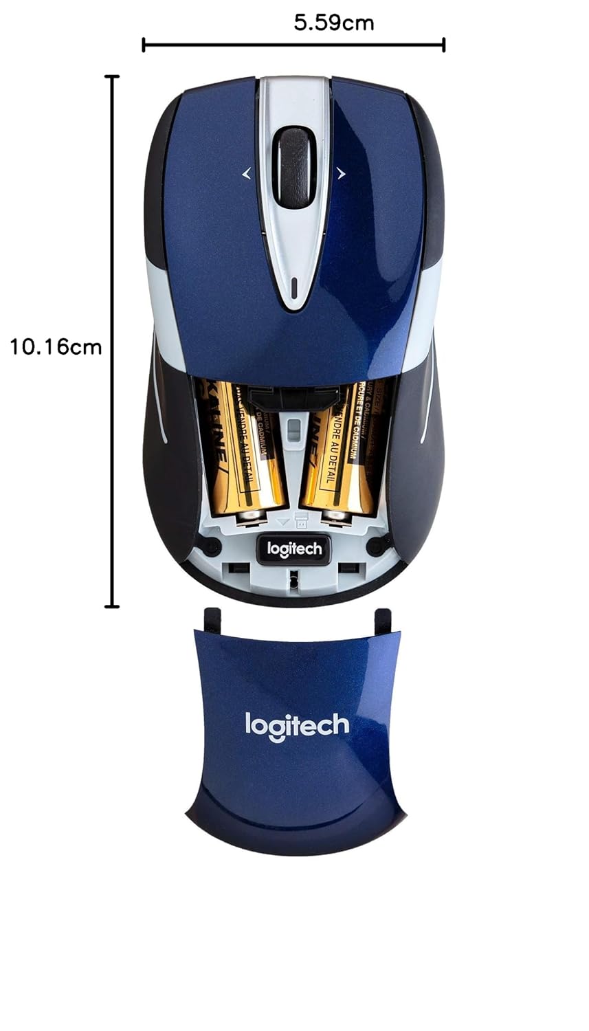 Logitech M525 Wireless Mouse – Long 3 Year Battery Life, Ergonomic Shape Navy/Gray