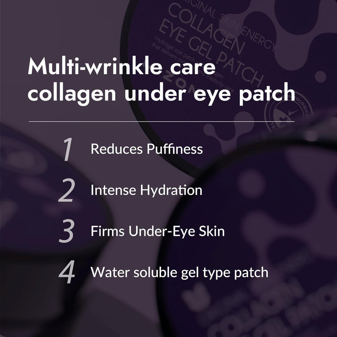 MIZON Marine Collagen Eye Gel Patch with Hydrolyzed Collagen, Caviar, and Chamomile for Firming, Nourishment, and Wrinkle Care- Korean Eye Mask– 60pcs –