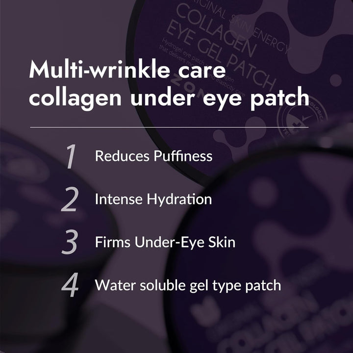 MIZON Marine Collagen Eye Gel Patch with Hydrolyzed Collagen, Caviar, and Chamomile for Firming, Nourishment, and Wrinkle Care- Korean Eye Mask– 60pcs –