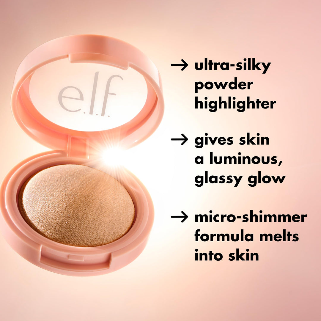 e.l.f. Halo Glow Silky Powder Highlighter, Long-Lasting Luminous Finish, Cake-Resistant With Micro-Shimmer, Vegan & Cruelty-Free