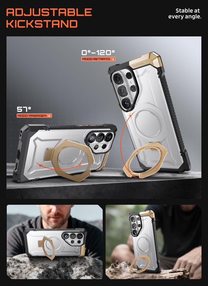 غطاء SUPCASE لهاتف Samsung Galaxy S26 Ultra مع حامل مدمج، ولوحة خلفية شفافة من البولي كربونات، ومغناطيس قوي، ومتوافق مع MagSafe، وحماية فائقة المتانة، ومقاوم للانزلاق، بتصميم Unicorn Beetle Grip