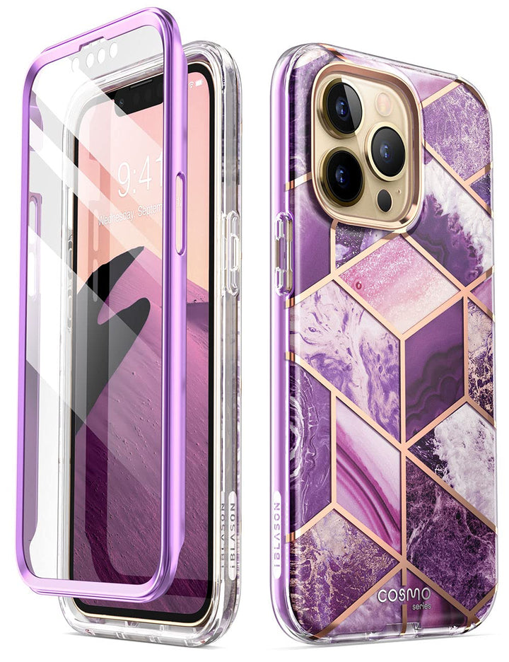 i-Blason Cosmo for iPhone 13 Pro Max Case [Built-in Screen Protector] [Military-Grade Protection] Slim Full-Body Stylish Protective Shockproof Phone Case for iPhone 13 Pro Max (Butterfly)