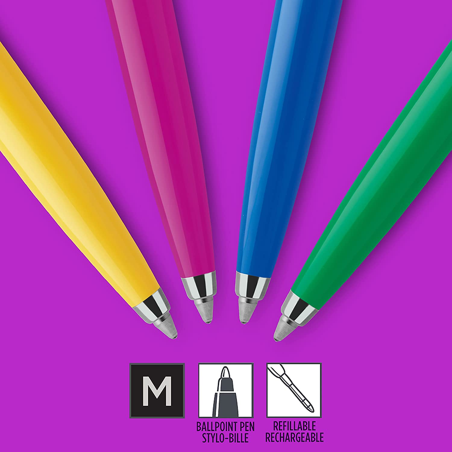 Parker Jotter Originals Ballpoint Pen Collection, Medium Point, Black Ink, 4 Count - 3alababak