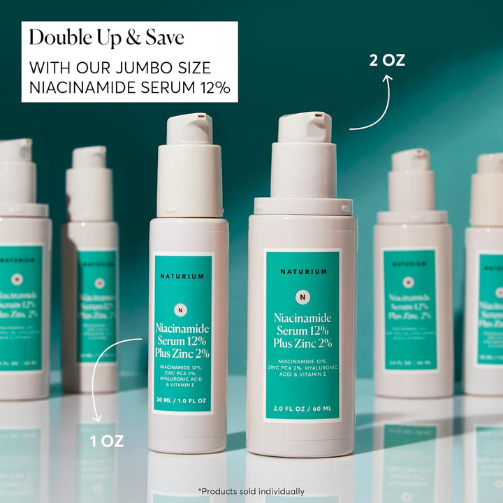 Naturium Niacinamide Face Serum 12% Plus Zinc 2%, Anti-Aging, Pore Minimizer &amp; Dark Spot Corrector with Hyaluronic Acid &amp; Vitamin E, Vegan &amp; Cruelty-Free, 1 oz