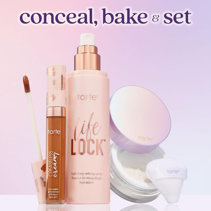 tarte Life Lock Hydrating Setting Spray – 10-in-1 Weightless Mist with Hyaluronic Acid to Hydrate &amp; Lock Long-Lasting Makeup, Waterproof, Sweatproof &amp; Transfer-Resistant, Vegan &amp; Cruelty Free