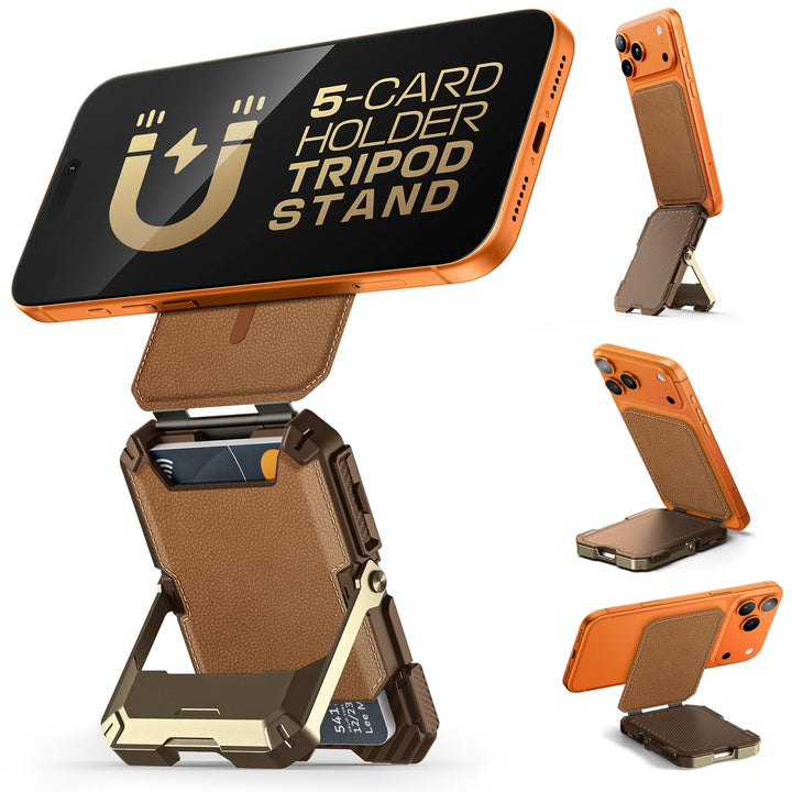 SUPCASE for MagSafe Wallet with Adjustable Stand, Hold 5 Cards, RFID Blocking, Strong Magnetic Lock, Magnetic Wallet for Men, Phone Card Holder Tripod for iPhone 18/17/16/15/14/13/12 Series