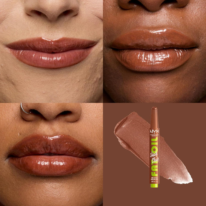 NYX PROFESSIONAL MAKEUP Fat Oil Slick Click, Lightweight, Buildable, Pigmented Vegan Lip Balm