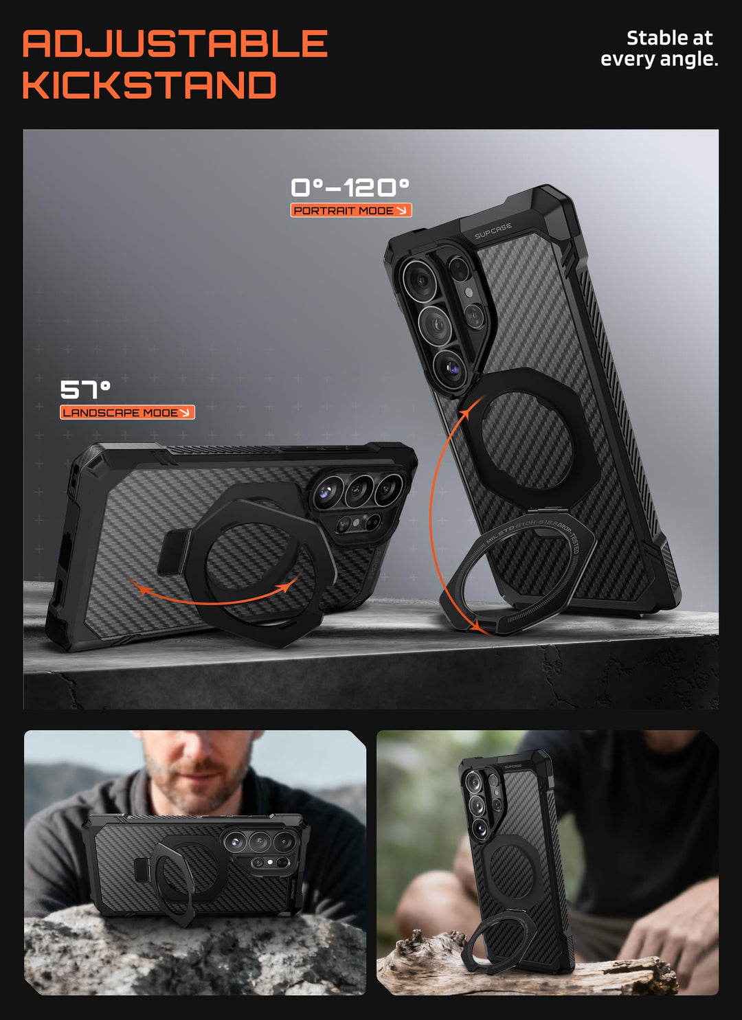 غطاء SUPCASE لهاتف Samsung Galaxy S26 Ultra مع حامل مدمج، ولوحة خلفية شفافة من البولي كربونات، ومغناطيس قوي، ومتوافق مع MagSafe، وحماية فائقة المتانة، ومقاوم للانزلاق، بتصميم Unicorn Beetle Grip